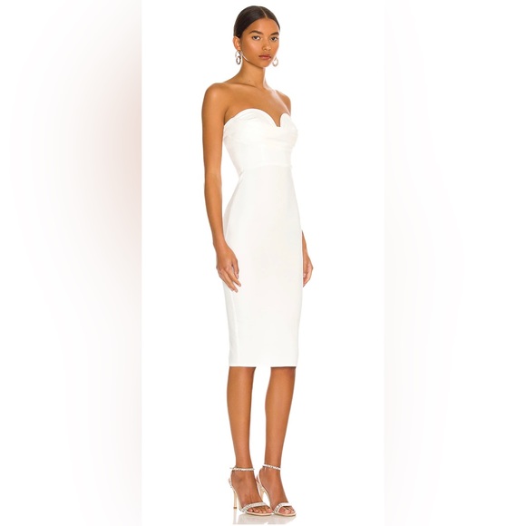REVOLVE MORE TO COME Sophia Strapless Midi Dress in White - Picture 3 of 4